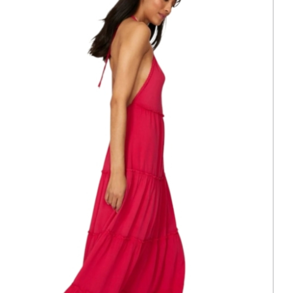 Slate & Willow, Red, Tiered Skirt, Halter, Maxi Dress, Size Small - Picture 4 of 11